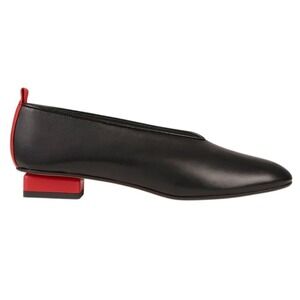 Gray _Matters Mildred Piccola in Nero Rosso Black Flats Shoes Red Size 39.5